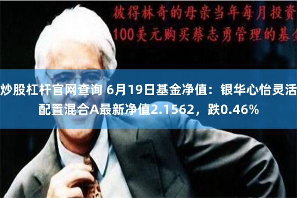 炒股杠杆官网查询 6月19日基金净值：银华心怡灵活配置混合A最新净值2.1562，跌0.46%
