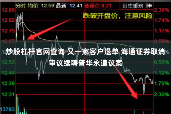 炒股杠杆官网查询 又一家客户退单 海通证券取消审议续聘普华永道议案