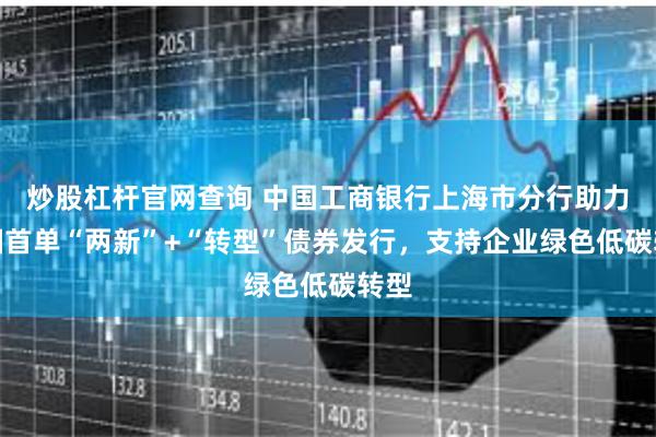 炒股杠杆官网查询 中国工商银行上海市分行助力全国首单“两新”+“转型”债券发行，支持企业绿色低碳转型
