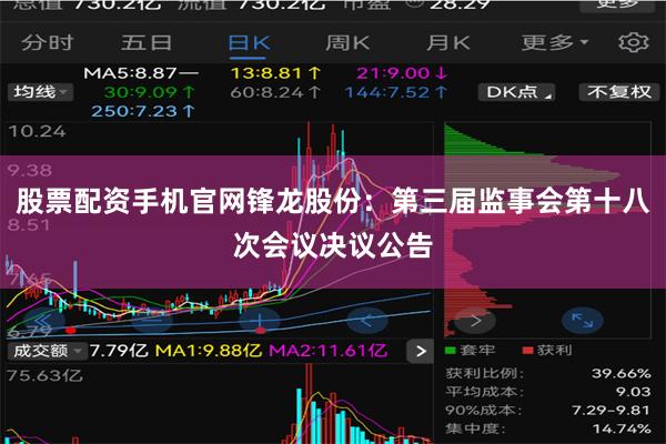 股票配资手机官网锋龙股份：第三届监事会第十八次会议决议公告