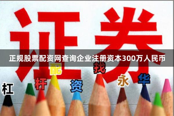 正规股票配资网查询企业注册资本300万人民币